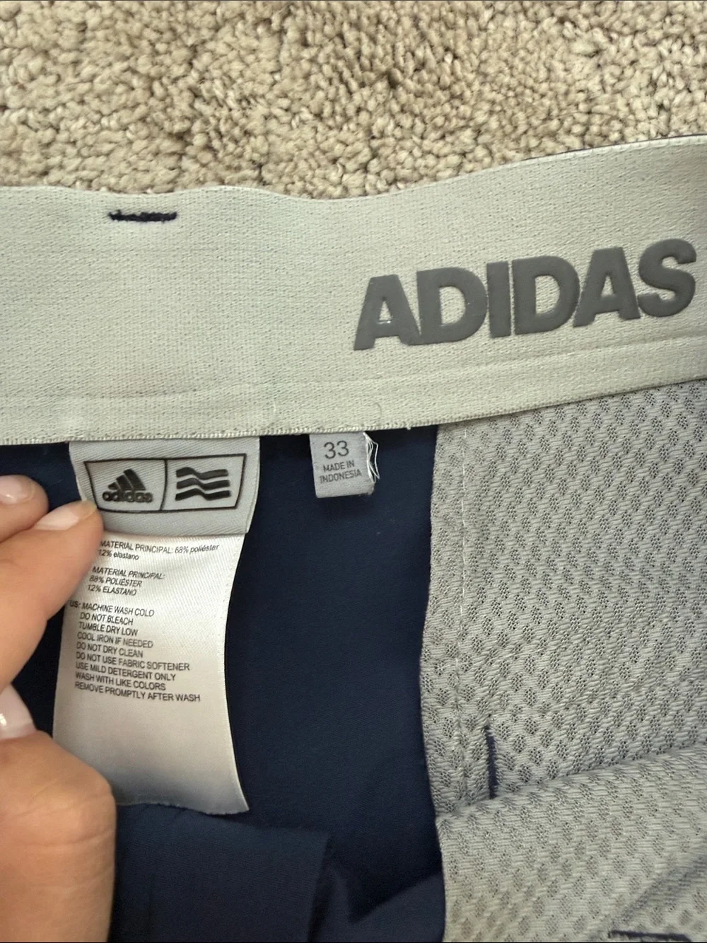 adidas Men's Navy Flat-Front Golf Shorts
